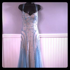 Lafemme NWT prom gown unique turquoise and nude